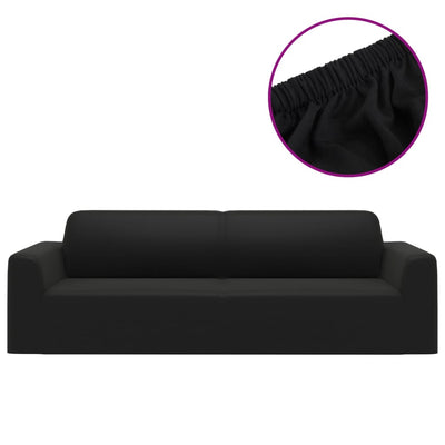 Vidaxl Three -SeaterBankhoes Stretch Polyester Jersey Black