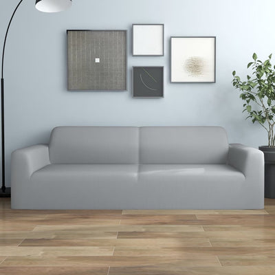 Vidaxl Tre a tre posti Cover banca elasticiosa in poliestere grigio