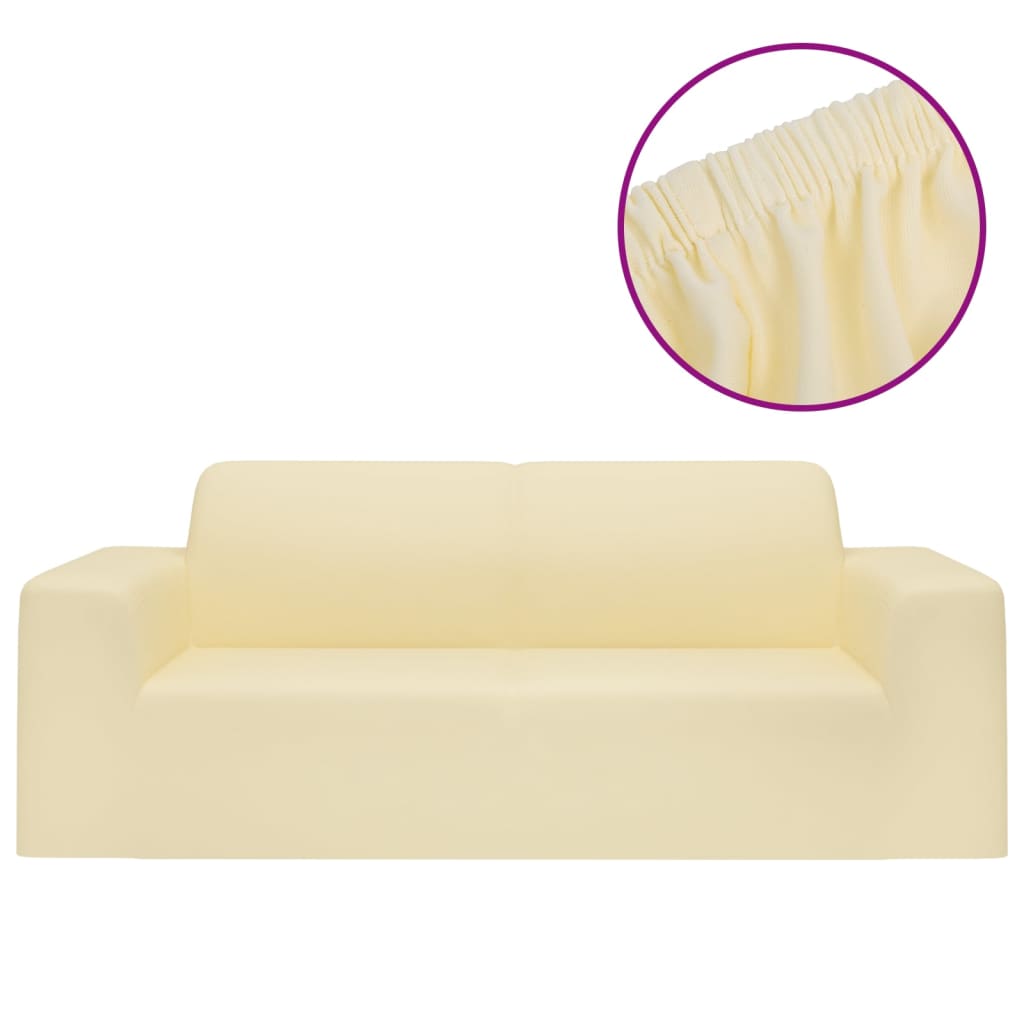 Vidaxl Tweezitsbankhoes Stretch Polyester Jersey Cream -Coled