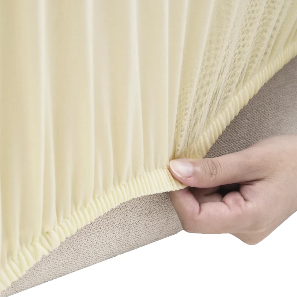 Vidaxl Tweezitsbankhoes Stretch Polyester Jersey Cream -Coled