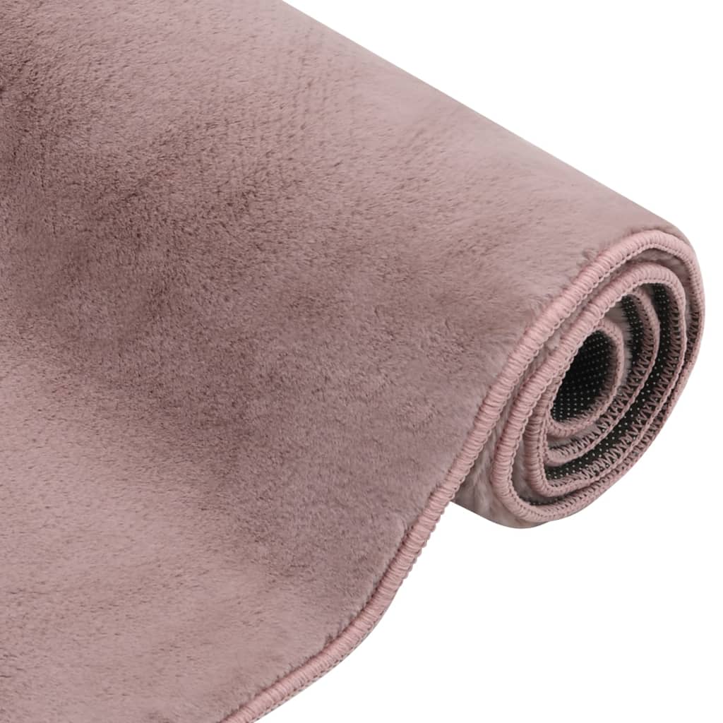 Vidaxl tappeto 180x270 cm pelliccia di coniglio artificiale vecchio rosa