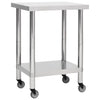 Mesa de trabajo de cocina Vidaxl con ruedas 60x45x85 cm de acero inoxidable