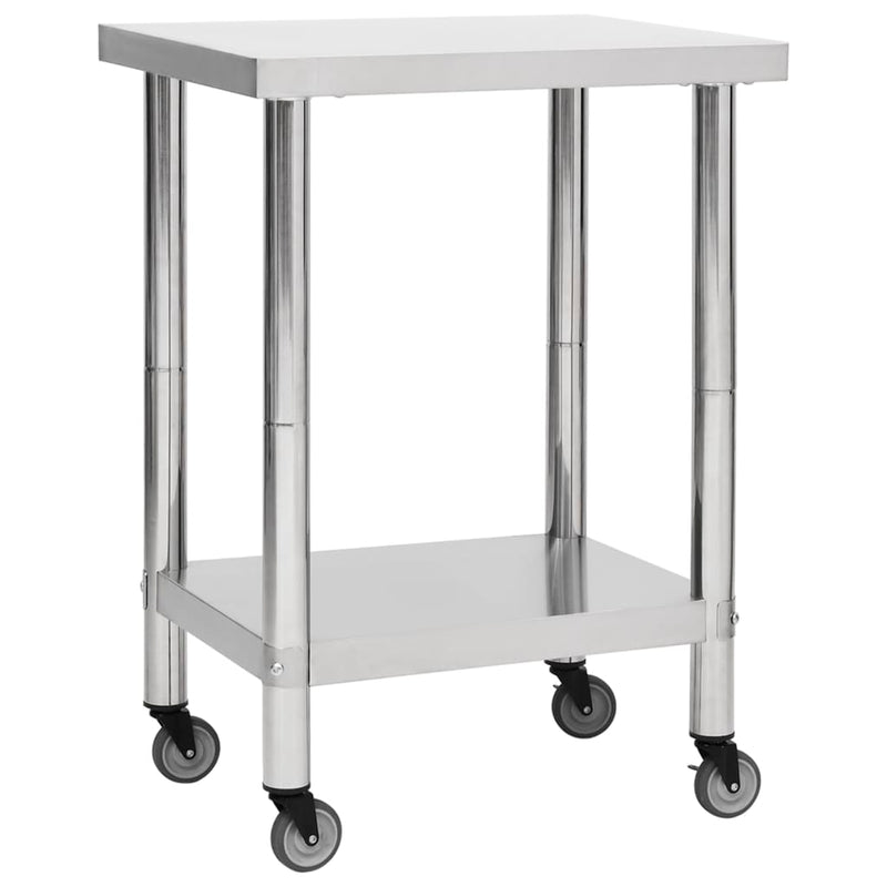 Mesa de trabajo de cocina Vidaxl con ruedas 60x45x85 cm de acero inoxidable