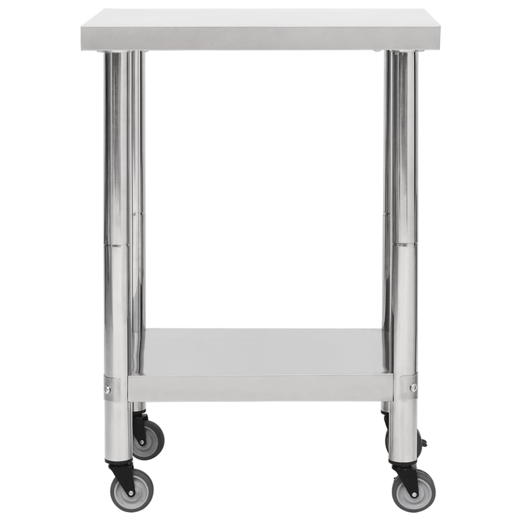 Mesa de trabajo de cocina Vidaxl con ruedas 60x45x85 cm de acero inoxidable