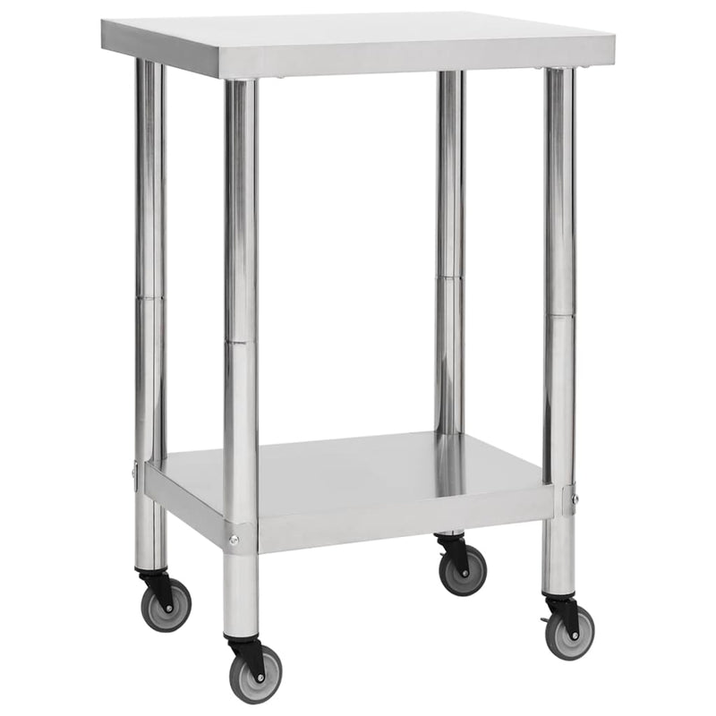 Mesa de trabajo de cocina Vidaxl con ruedas 60x60x85 cm de acero inoxidable
