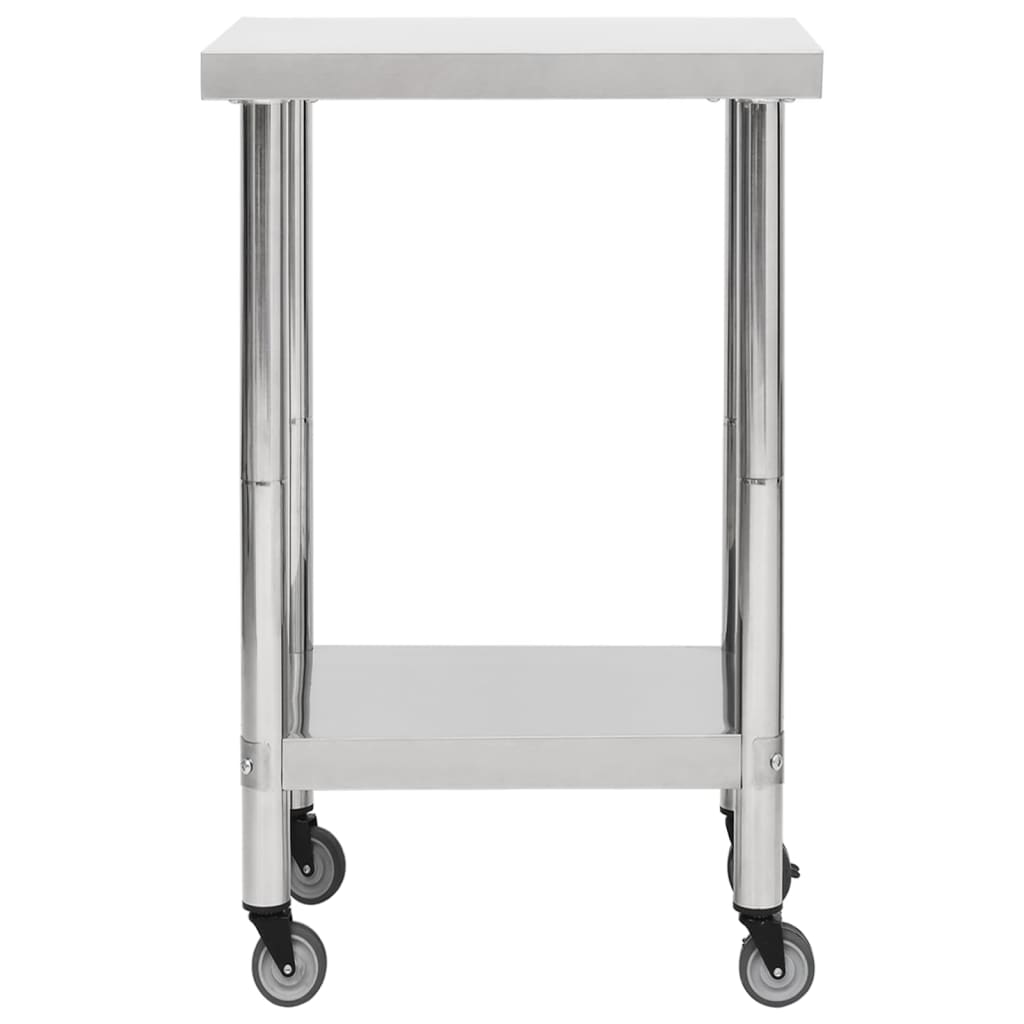 Mesa de trabajo de cocina Vidaxl con ruedas 60x60x85 cm de acero inoxidable