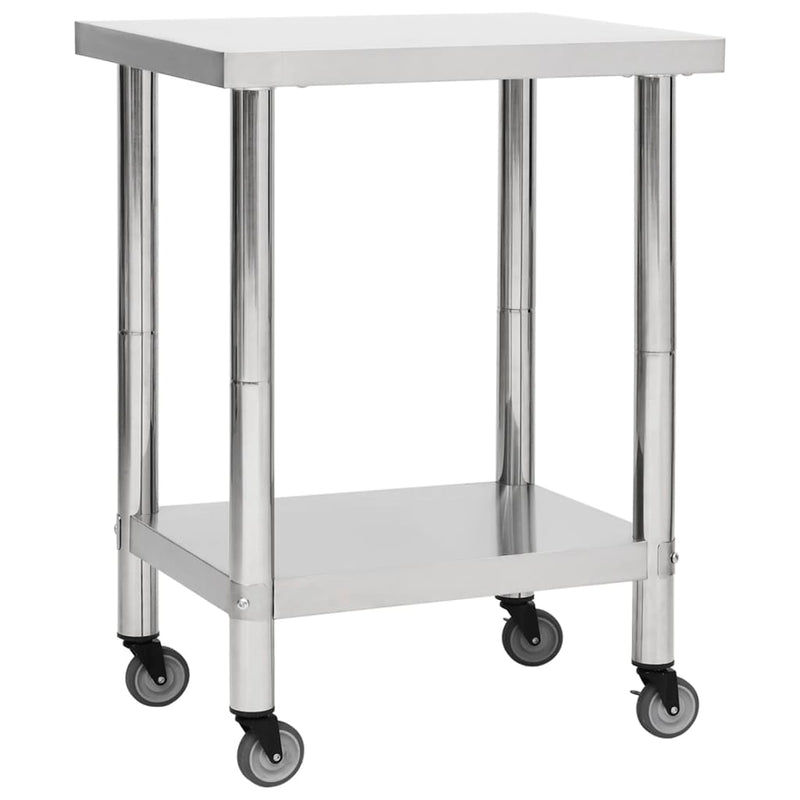 Mesa de trabajo de cocina Vidaxl con ruedas 80x30x85 cm de acero inoxidable