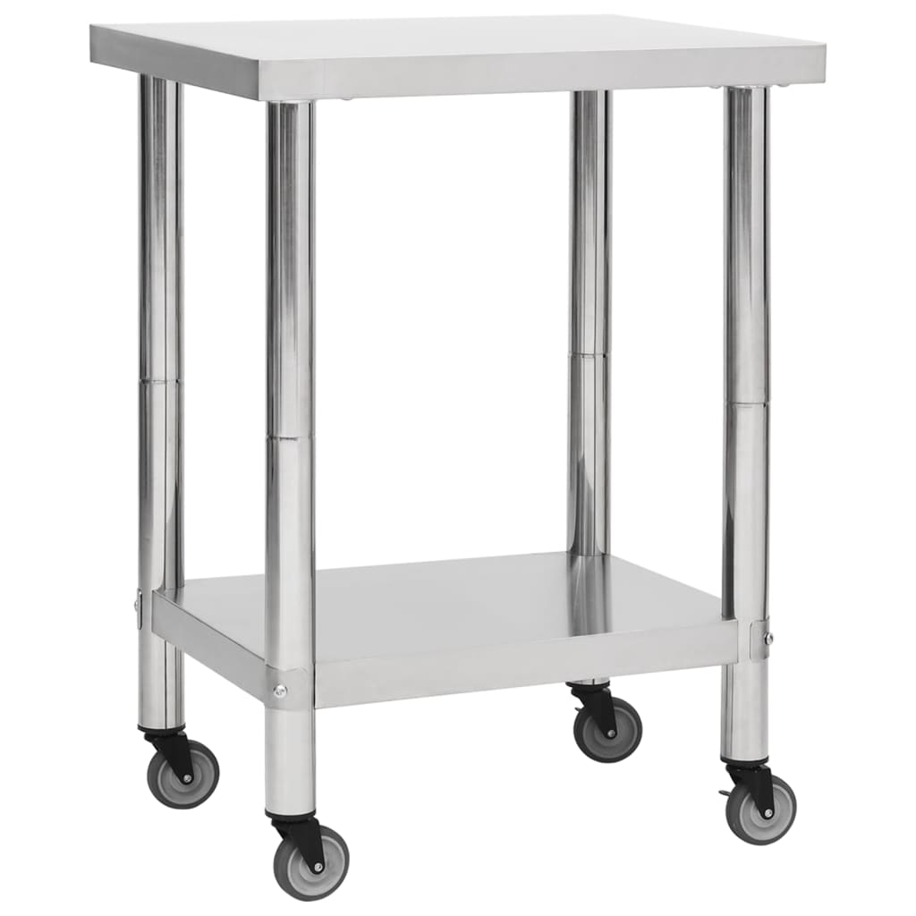 Mesa de trabajo de cocina Vidaxl con ruedas 80x45x85 cm de acero inoxidable