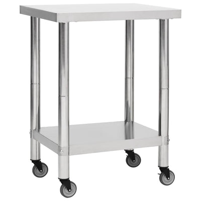 Mesa de trabajo de cocina Vidaxl con ruedas 80x45x85 cm de acero inoxidable