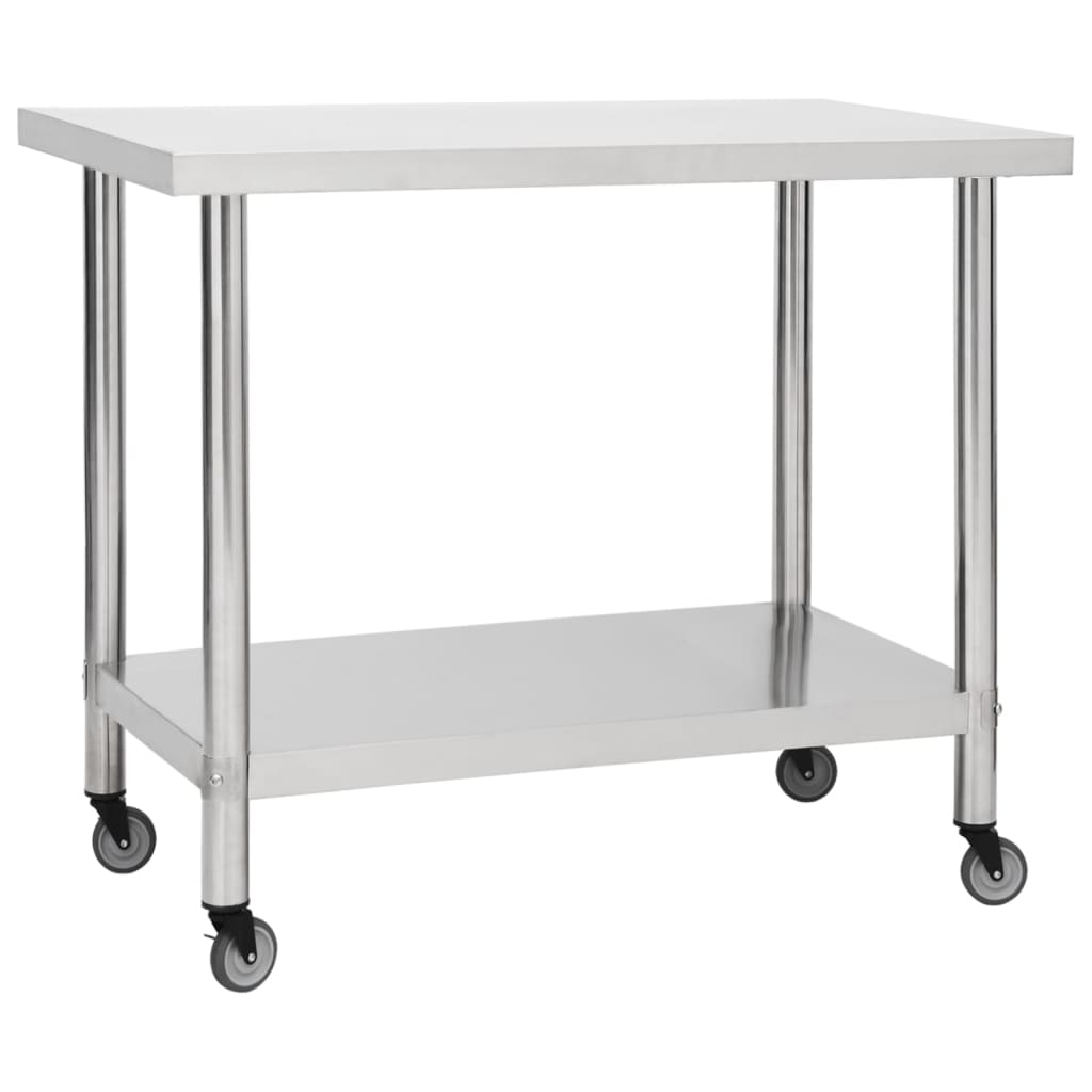 Mesa de trabajo de cocina Vidaxl con ruedas 80x60x85 cm de acero inoxidable