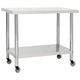 Mesa de trabajo de cocina Vidaxl con ruedas 80x60x85 cm de acero inoxidable