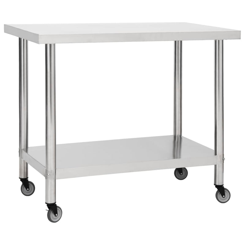Mesa de trabajo de cocina Vidaxl con ruedas 80x60x85 cm de acero inoxidable