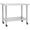 Mesa de trabajo de cocina Vidaxl con ruedas 100x30x85 cm de acero inoxidable