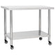 Mesa de trabajo de cocina Vidaxl con ruedas 100x30x85 cm de acero inoxidable