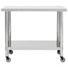 Mesa de trabajo de cocina Vidaxl con ruedas 100x30x85 cm de acero inoxidable