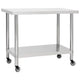 Mesa de trabajo de cocina Vidaxl con ruedas 100x45x85 cm de acero inoxidable