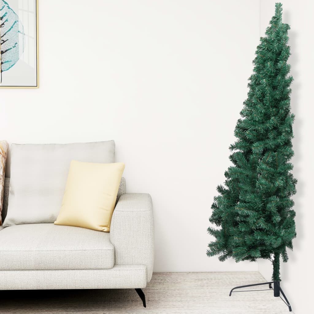 Vidaxl Kunstkerstboom con iluminación y bolas de Navidad de medio de 120 cm de verde
