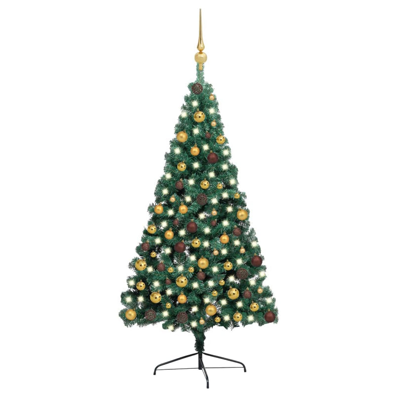 Vidaxl Kunstkerstboom con iluminación y bolas de Navidad de 210 cm de verde
