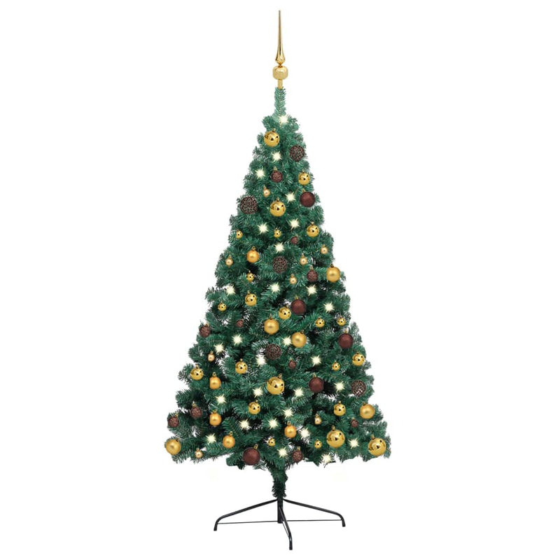 Vidaxl Kunstkerstboom con illuminazione e palle di Natale mezzo verde 240 cm