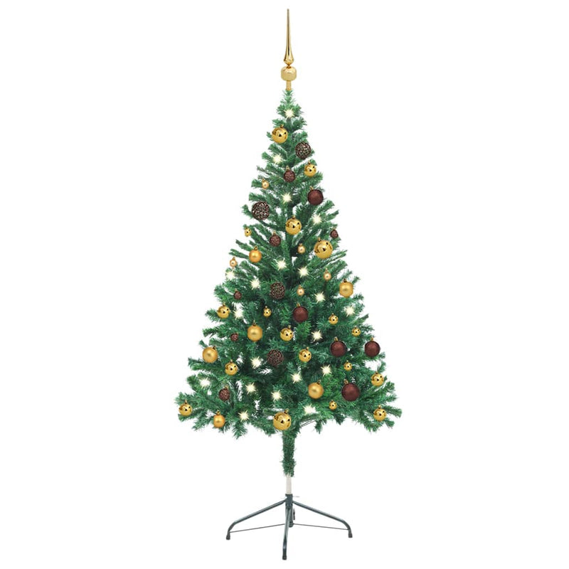 Vidaxl Kunstkerstboom con iluminación y bolas de Navidad 380 ramas 150 cm