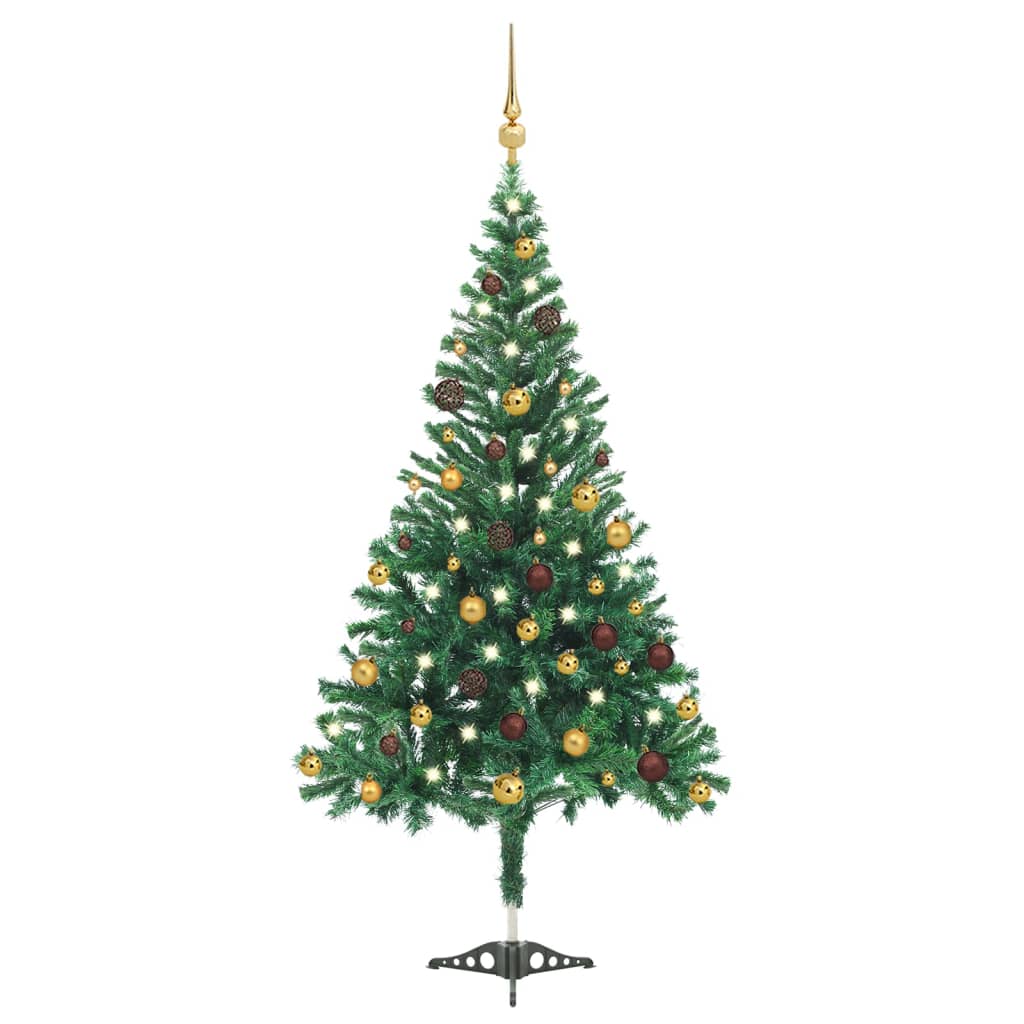 Vidaxl Kunstkerstboom con illuminazione e palle di Natale 910 rami 210 cm