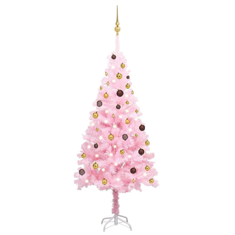 Vidaxl Kunstkerstboom con iluminación y bolas de Navidad de 180 cm PVC Pink