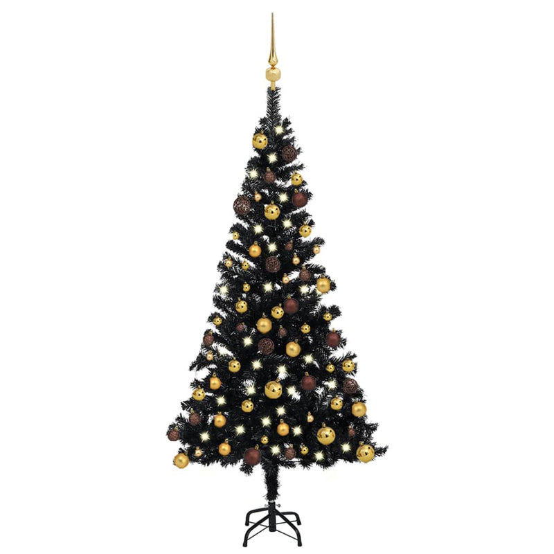 Vidaxl Kunstkerstboom con iluminación y bolas de Navidad de 120 cm PVC Negro