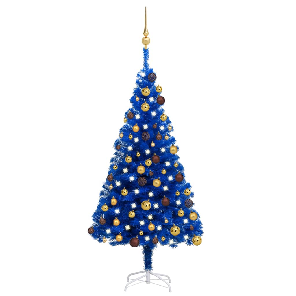 Vidaxl Kunstkerstboom con iluminación y bolas de Navidad de 120 cm PVC Blue