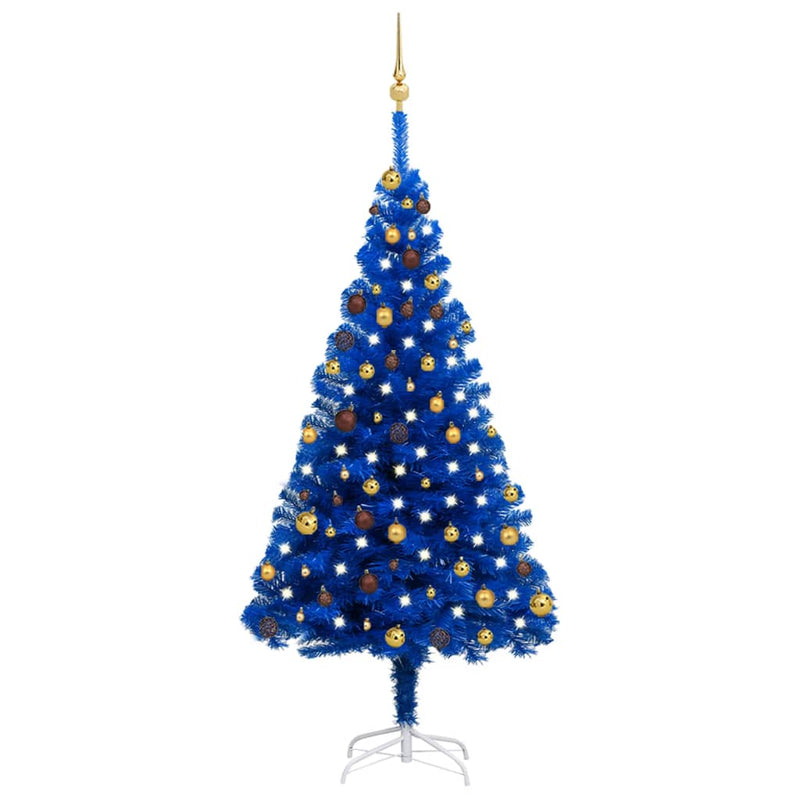 Vidaxl Kunstkerstboom con illuminazione e palle di Natale 180 cm Pvc Blue