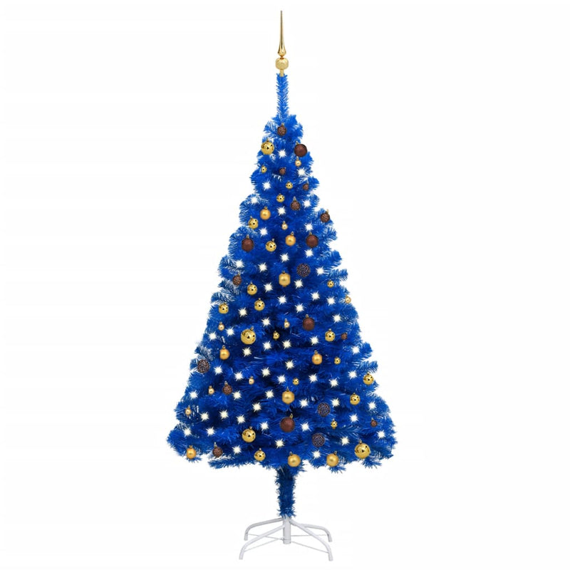 Vidaxl Kunstkerstboom con iluminación y bolas de Navidad de 210 cm PVC Blue