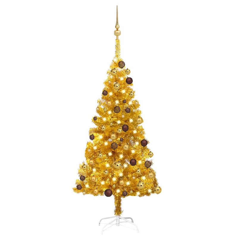 Vidaxl Kunstkerstboom con iluminación y bolas de Navidad de 120 cm de oro
