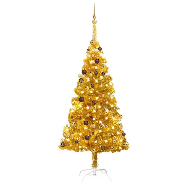 Vidaxl Kunstkerstboom con iluminación y bolas de Navidad de 180 cm de oro