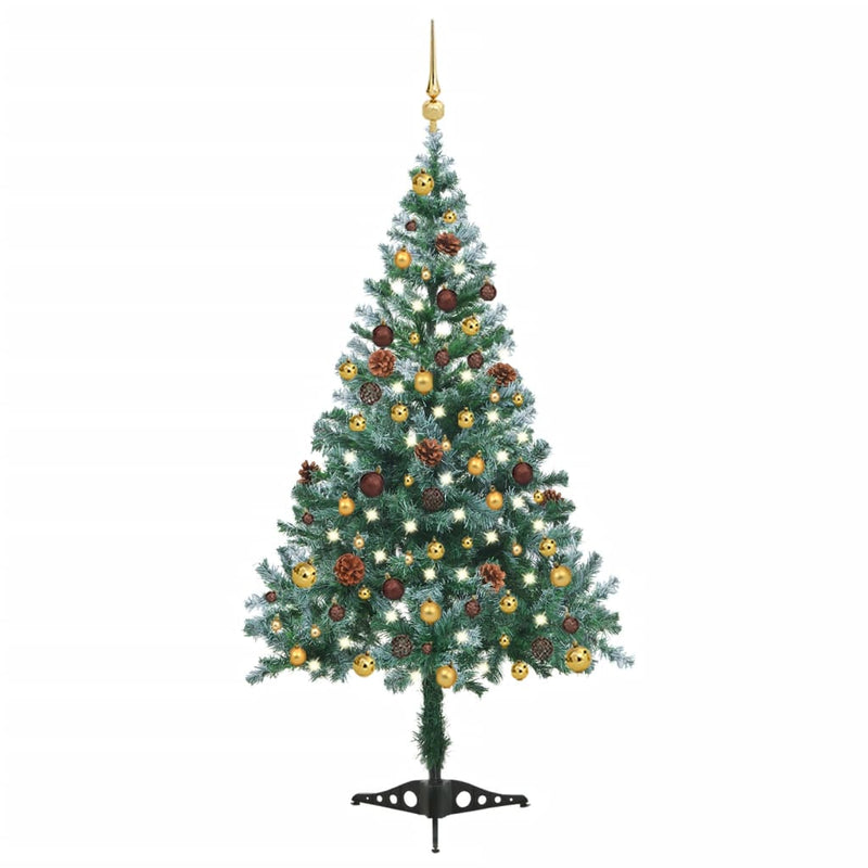 Vidaxl Kunstkerstboom con palline di illuminazione cono di pino da neve 150 cm