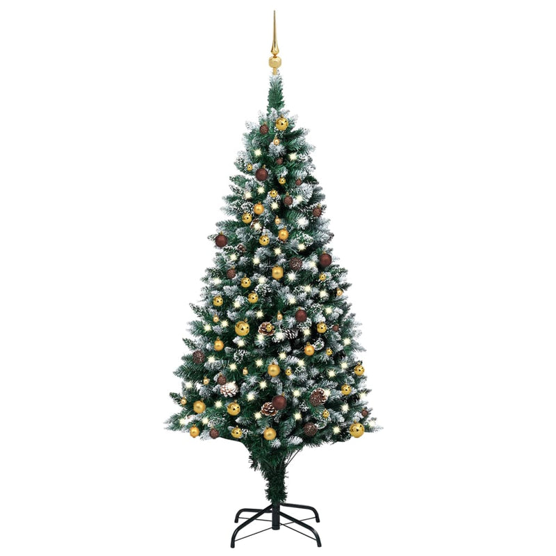 Vidaxl Kunstkerstboom con iluminación de bolas de Navidad de pino 210 cm