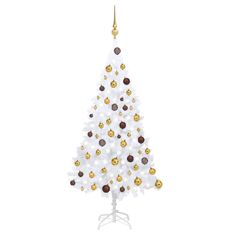 Vidaxl Kunstkerstboom con iluminación y bolas de Navidad de 120 cm PVC White