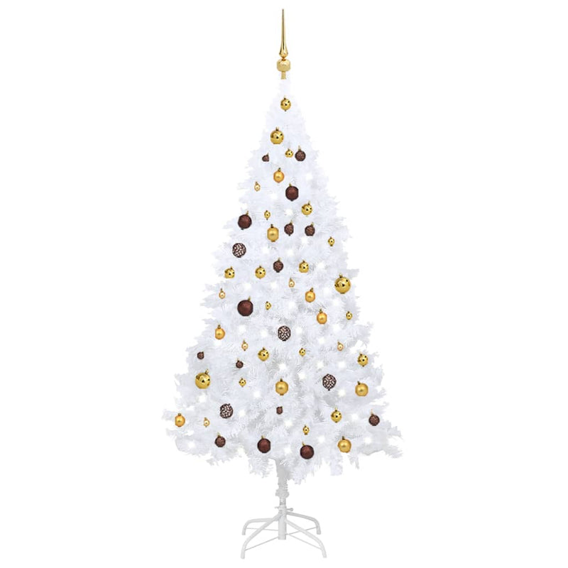 Vidaxl Kunstkerstboom con illuminazione e palle di Natale da 180 cm Pvc White