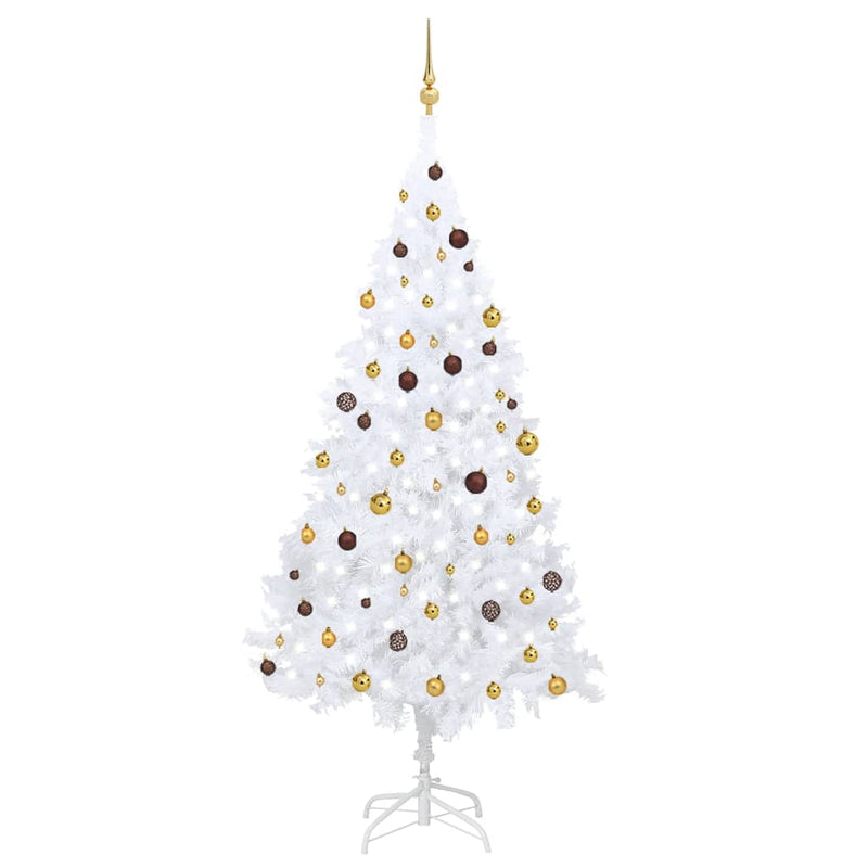 VidaXL Kunstkerstboom met verlichting en kerstballen 240 cm wit