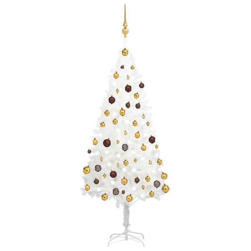 Vidaxl Kunstkerstboom con illuminazione e palline di Natale 150 cm Pvc White
