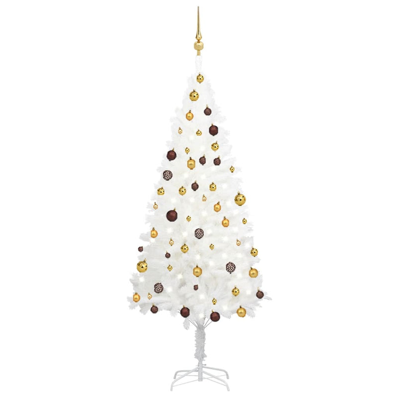 Vidaxl Kunstkerstboom con iluminación y bolas de Navidad de 180 cm de blanco