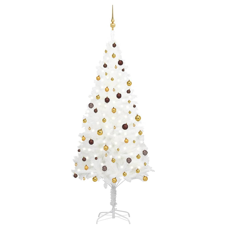 Vidaxl Kunstkerstboom con iluminación y bolas de Navidad de 240 cm de blanco