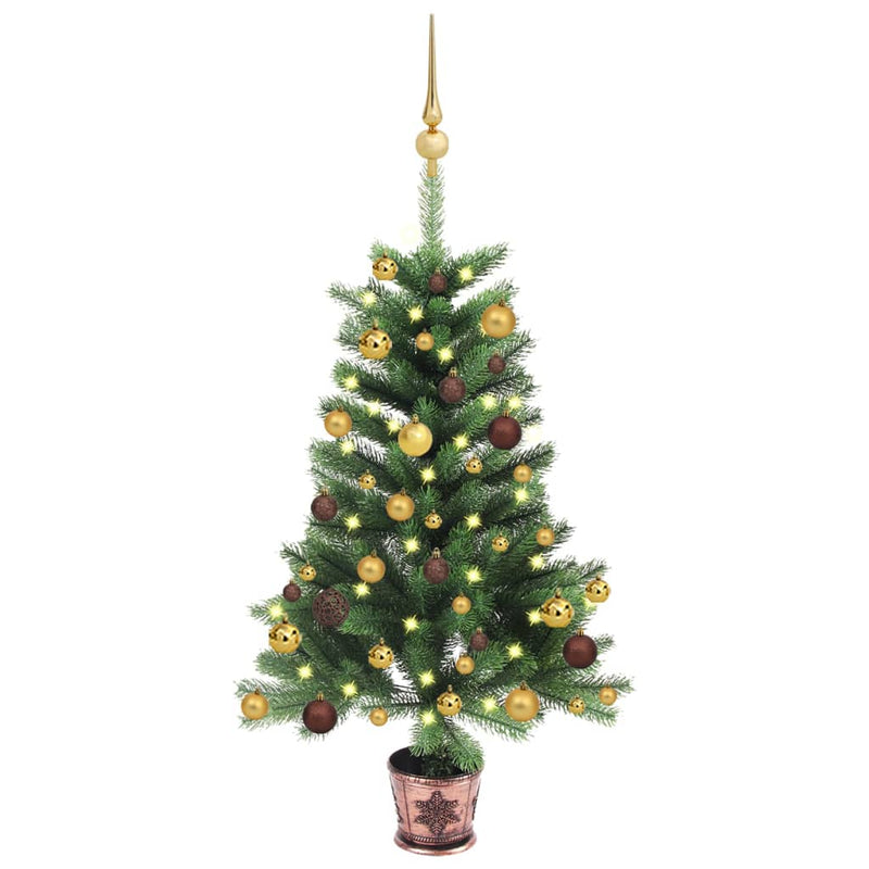 Vidaxl Kunstkerstboom con iluminación y bolas de Navidad de 65 cm verde
