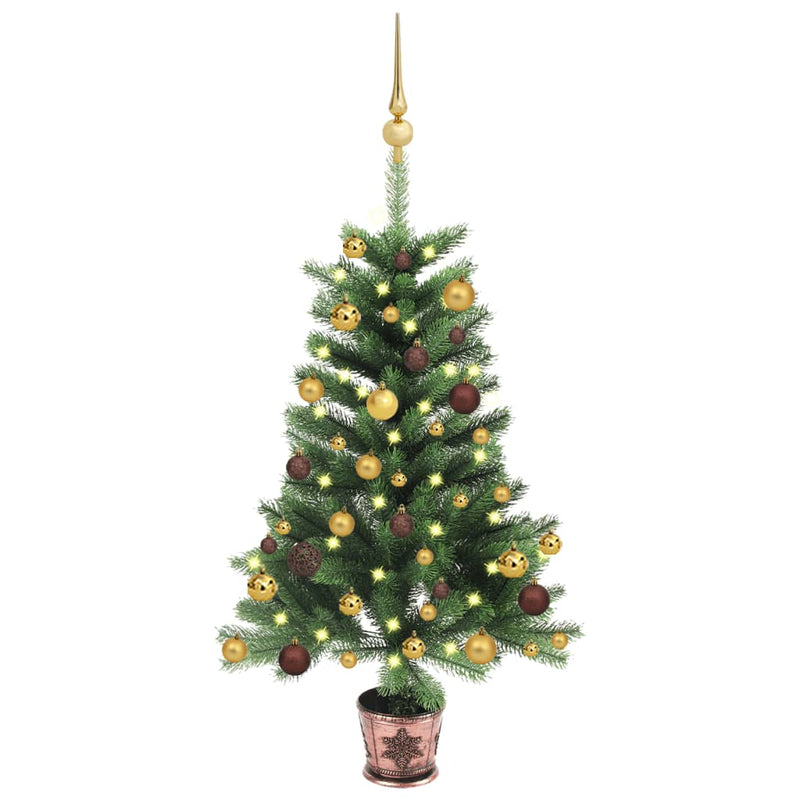 Vidaxl Kunstkerstboom con iluminación y bolas de Navidad de 90 cm verde