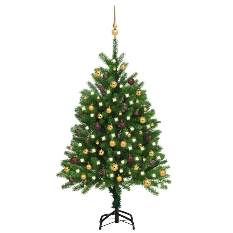 Vidaxl Kunstkerstboom con iluminación y bolas de Navidad de 120 cm verde