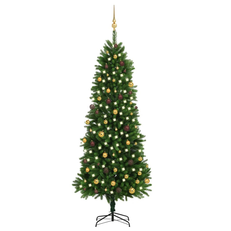 Vidaxl Kunstkerstboom con iluminación y bolas de Navidad de 240 cm verde