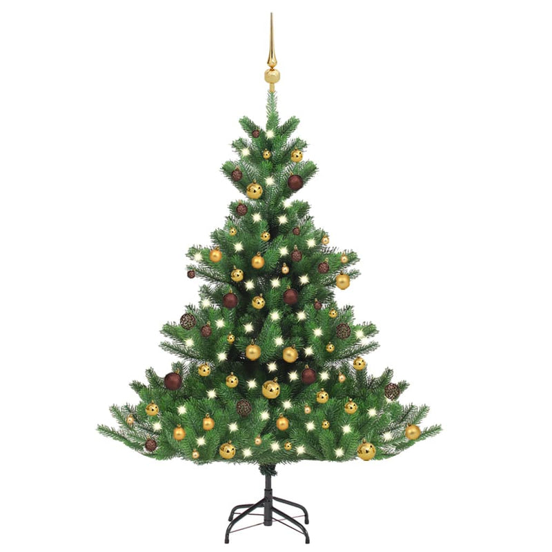 Vidaxl Kunstkerstboom Nordmann con LED y bolas de Navidad de 120 cm de verde