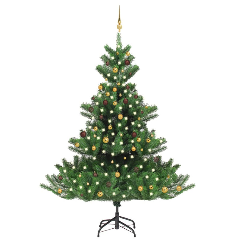 Vidaxl Kunstkerstboom Nordmann con LED y bolas de Navidad de 240 cm de verde