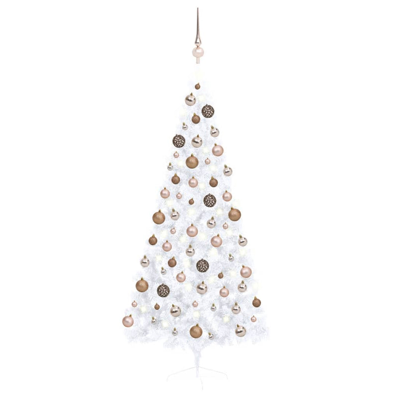 Vidaxl Kunstkerstboom con illuminazione e palle di Natale mezza 180 cm bianca