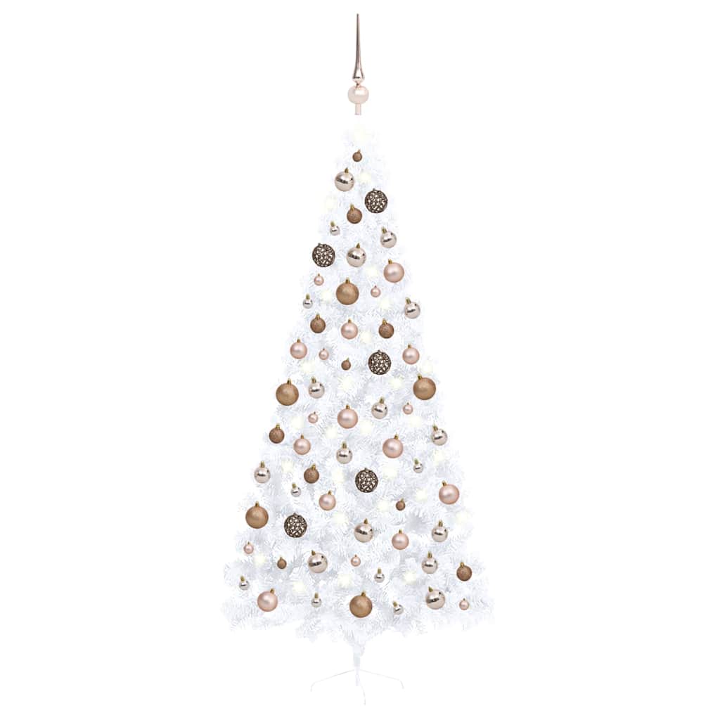 Vidaxl Kunstkerstboom con iluminación y bolas de Navidad de medio 240 cm de blanco