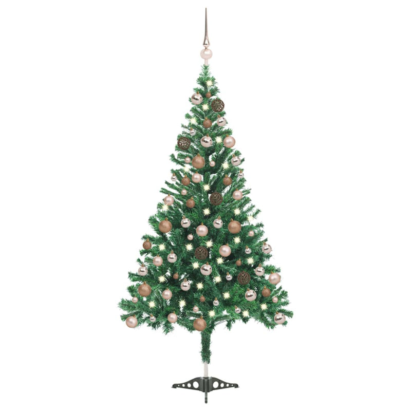 VidaXL Kunstkerstboom met verlichting en kerstballen 230 takken 120 cm