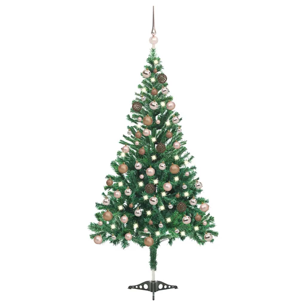 Vidaxl Kunstkerstboom con iluminación y bolas de Navidad 230 ramas 120 cm